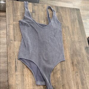 Aura Slate Ribbed Kids Bodysuit